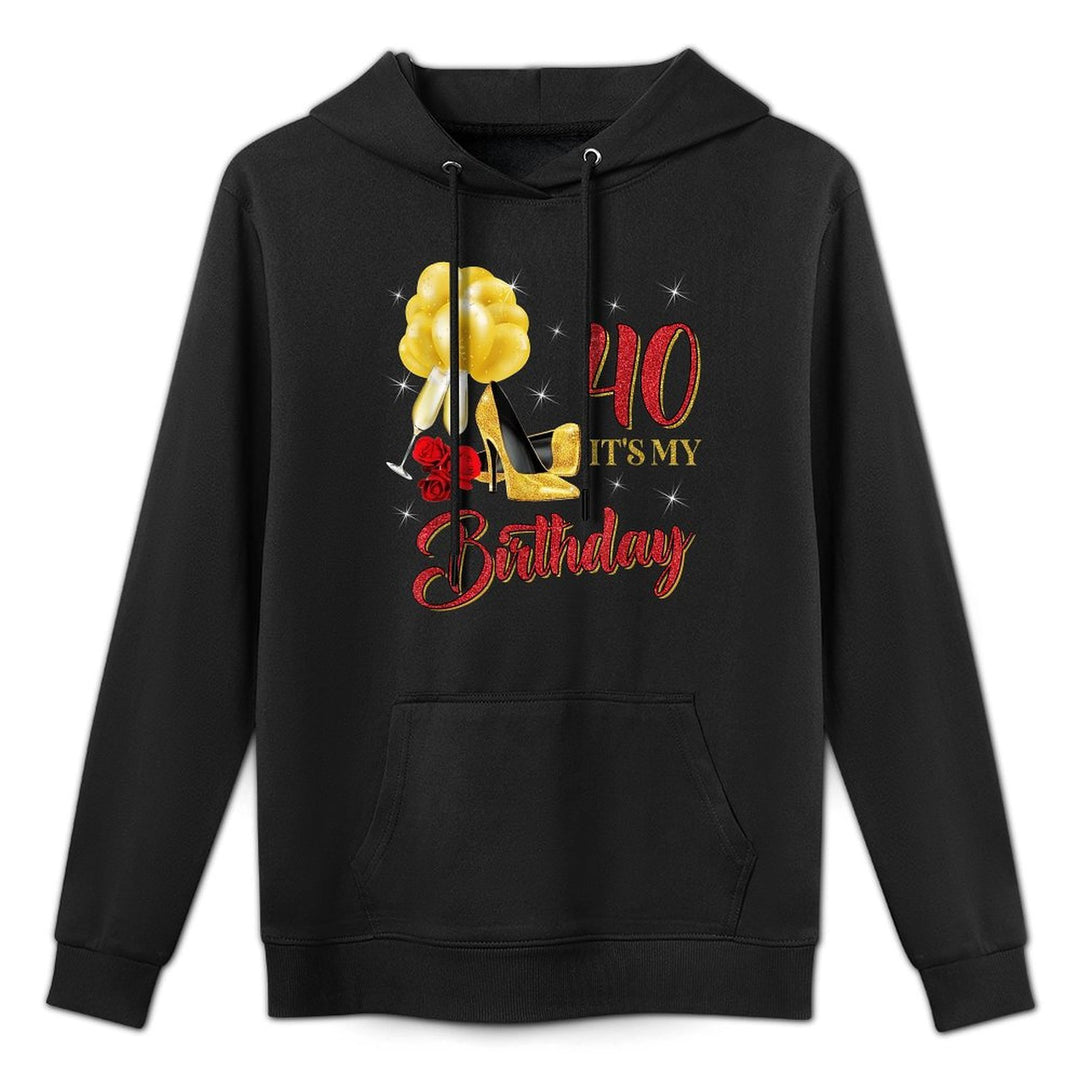 It's My 40th Birthday 40 Years Old Red Rose Wine Crown Casual Wear Hoodie