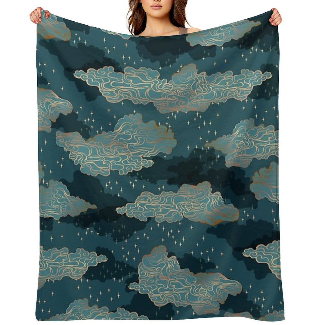 Clouds And Stars {Golden And Blue} Comfort Throw Blanket