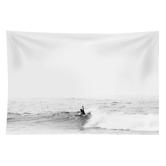 Surfer on Wave in Open Ocean Tapestry
