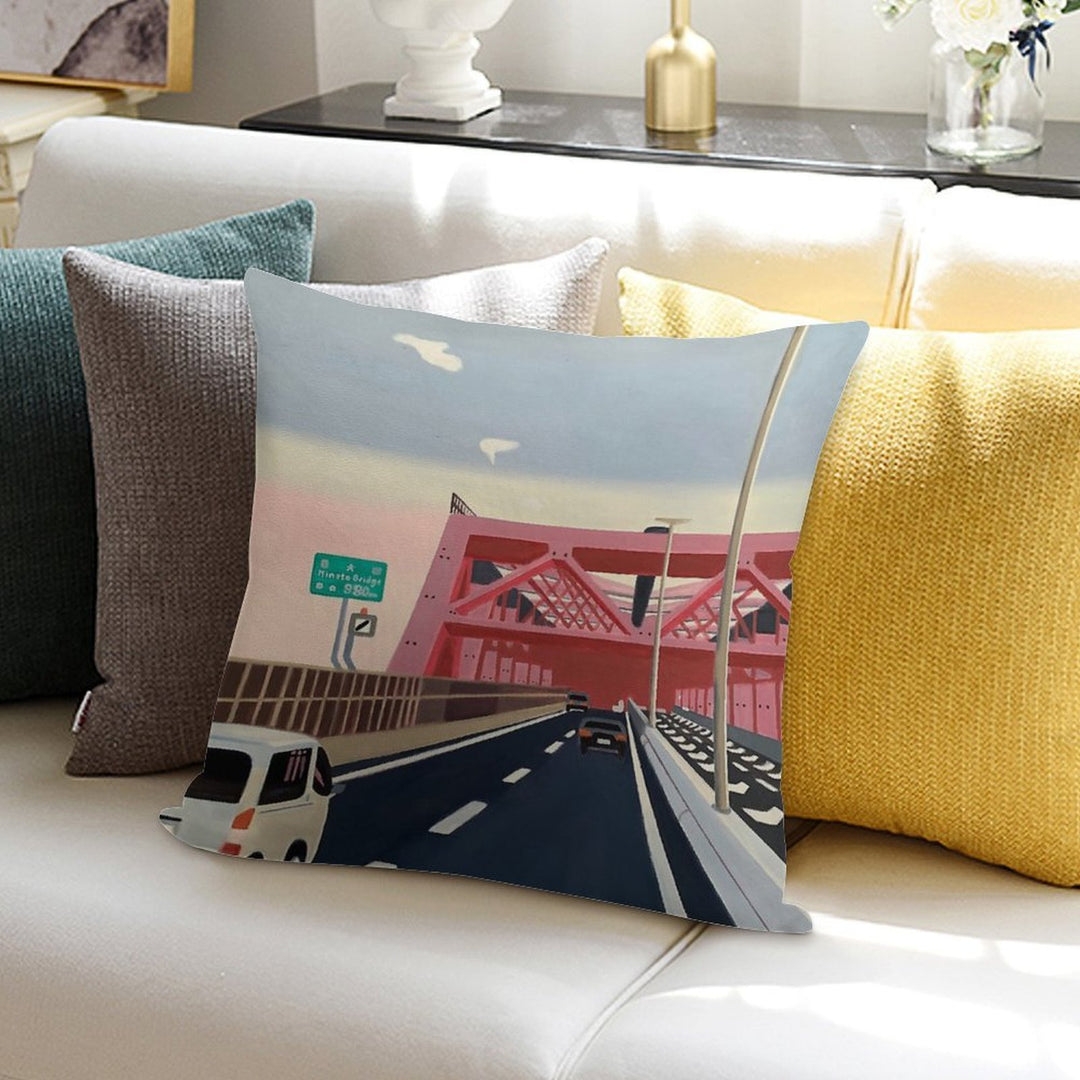 Minato Bridge Soft Easy Maintenance Throw Pillow