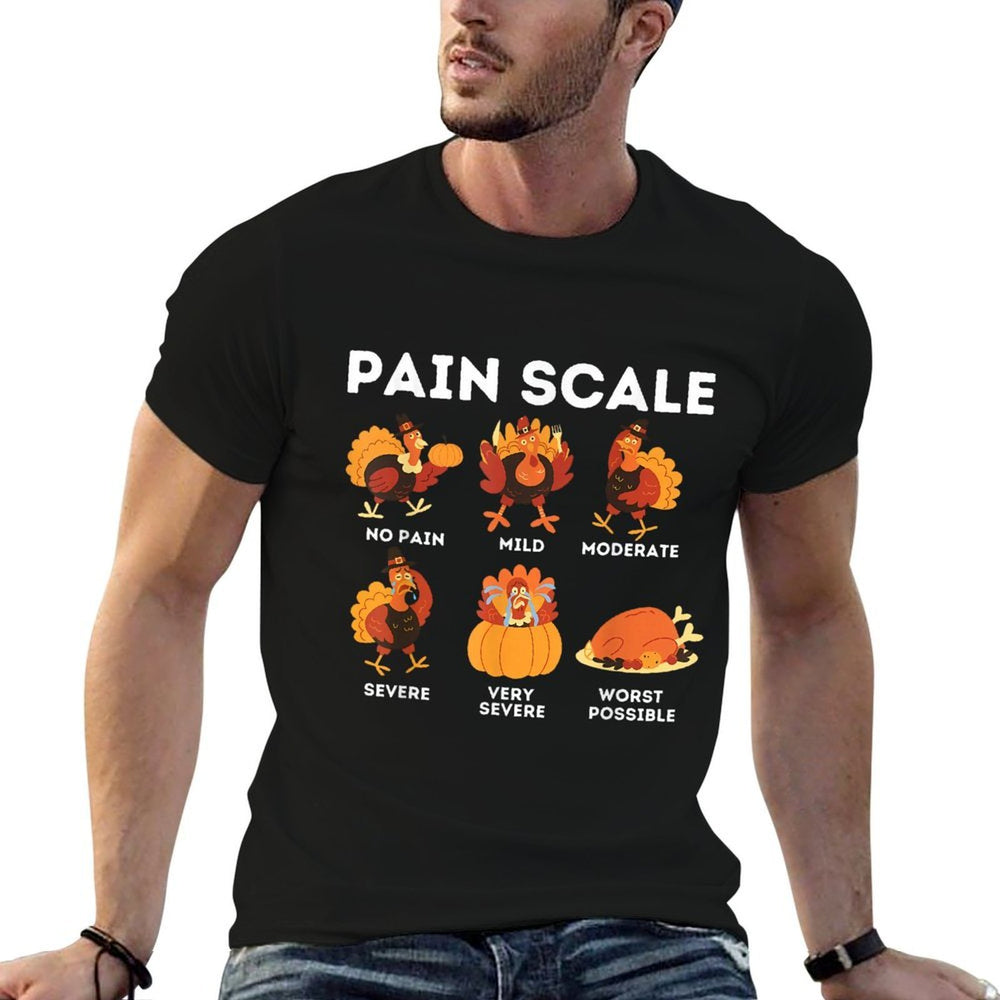 Pain Scale Turkey Pain Assessment Trauma Nurse Thanksgiving  Ribbed Collar T-Shirt