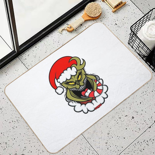 Evill Grinchs Santa Christmas Candy Cane Funny Creepy Holiday  Easy To Clean Bath Mat