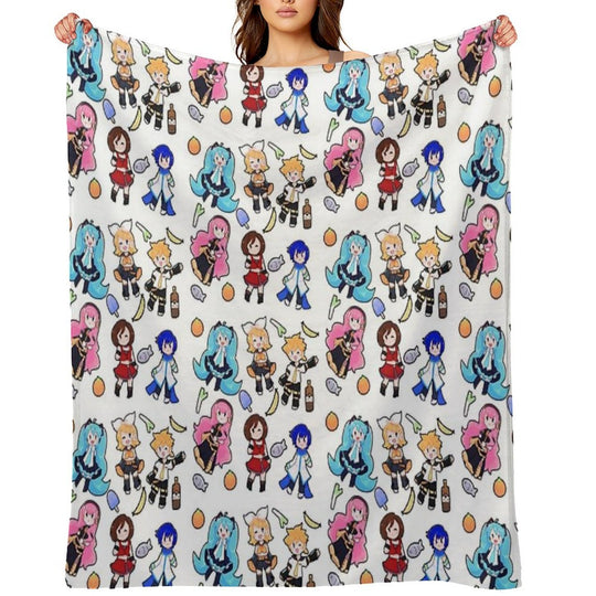 Vocaloid Chibi Chaos! Anti-pilling Throw Blanket