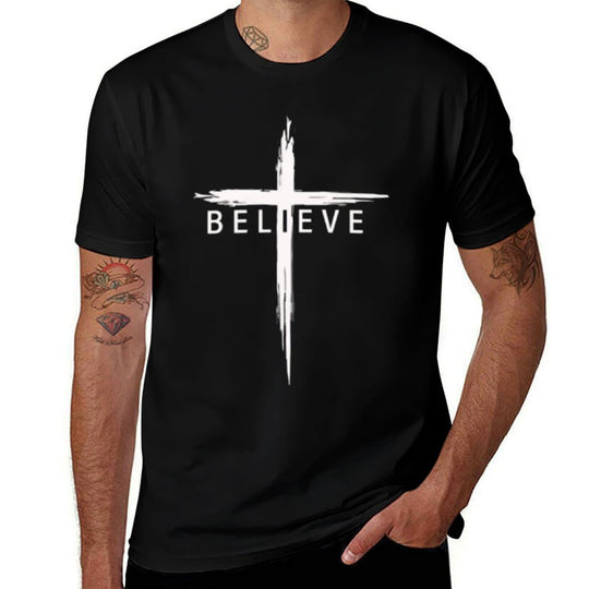 Believe Christian Cross Jesus Christ Christians Men Women  Graphic-printed T-Shirt