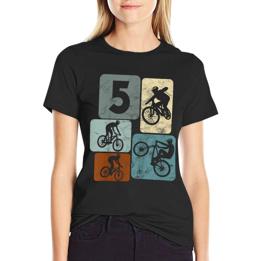 Kids 5 Years Boys Cyclists 5th Birthday Girls Mountain Bike  Easy-care T-Shirt