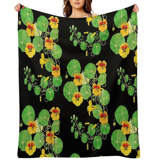 Yellow Nasturtium Flower  Botanical Illustration Lightweight Throw Blanket