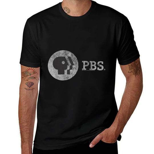 PBS Distressed Vintage Logo Public Broadcasting Service  Trendy Pattern T-Shirt