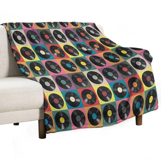 Discjockey Pattern  DJ Music Vinyl Turntables Velvety-soft Throw Blanket