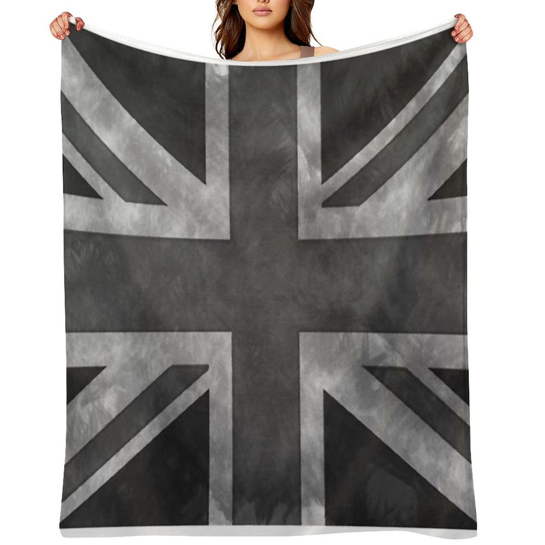 Greyscale Distressed Union Jack Lightweight Throw Blanket