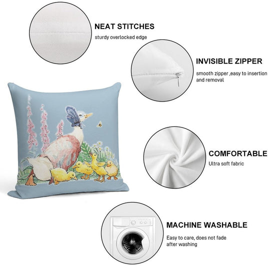 Jemimah Puddle-Duck - Beatrix Potter Soft Washable Throw Pillow