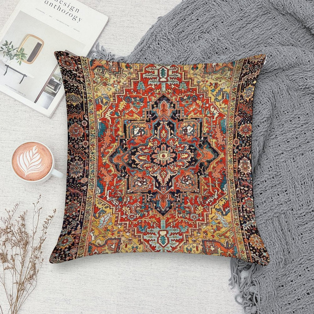 Heriz Persian Carpet Print Soft Skin-Friendly Throw Pillow