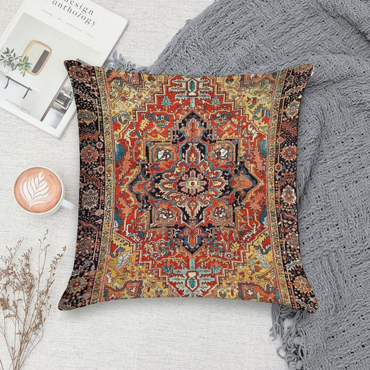 Heriz Persian Carpet Print Soft Skin-Friendly Throw Pillow