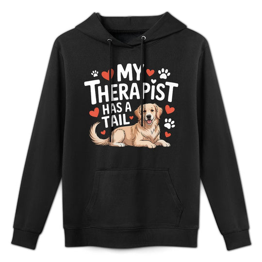 My Therapist Has A Tail Cute Golden Retriever Therapy Dog Premium Pilling-Resistant Hoodie