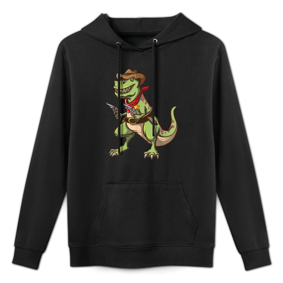 Cowboy T Rex Dinosaur Kids Wild West Country Boys Gift Cotton-Polyester Blend Hoodie