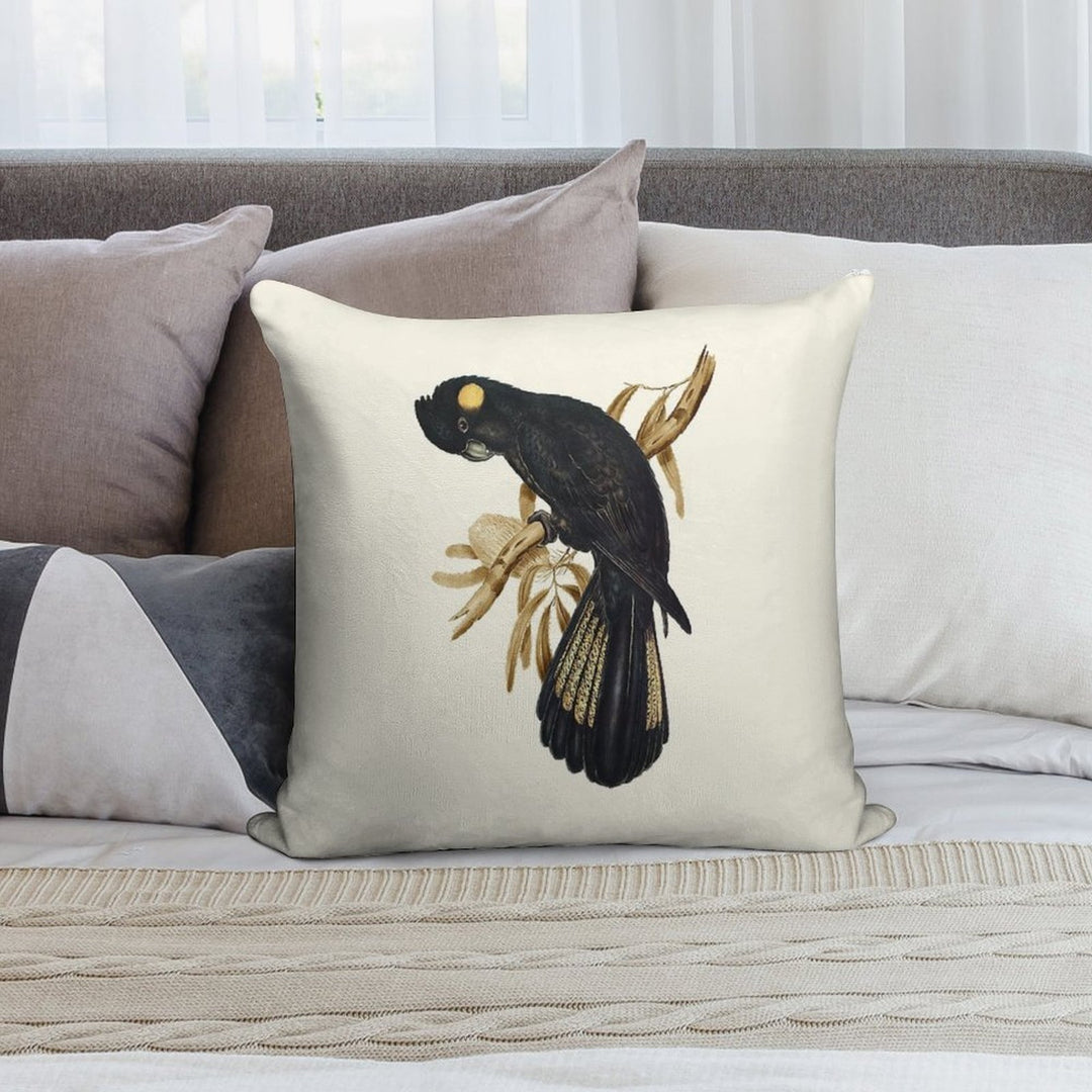 Yellow-tailed Black Cockatoo Soft Luxury Feel Throw Pillow