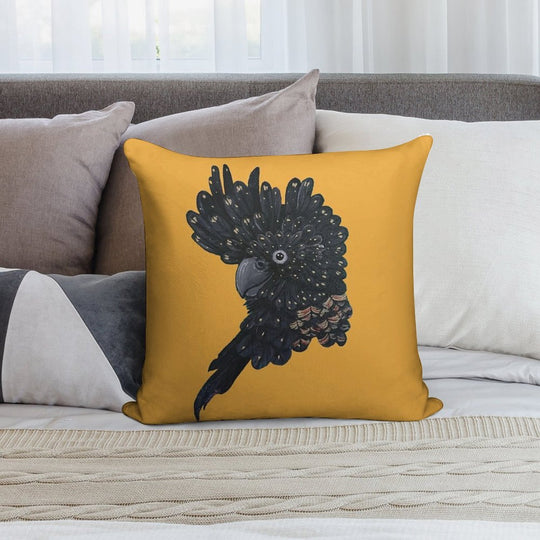 Red Tailed Black Cockatoo Soft Home Decor Throw Pillow