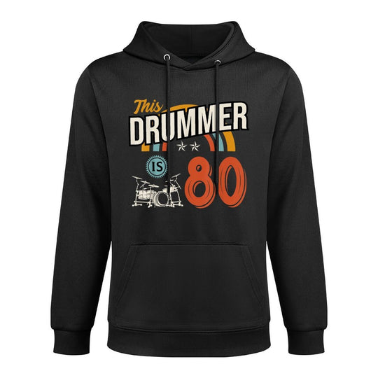 Vintage 80 Year Old Birthday Drummer Drums 80th B-Day Crew Kangaroo Pocket Hoodie
