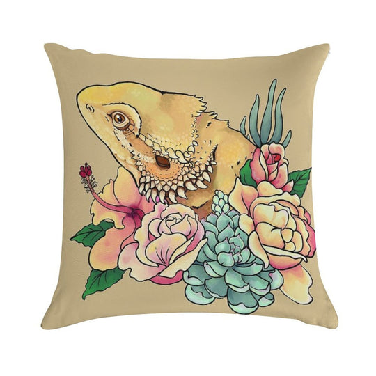 Pastel Bearded Dragon Soft Washable Throw Pillow
