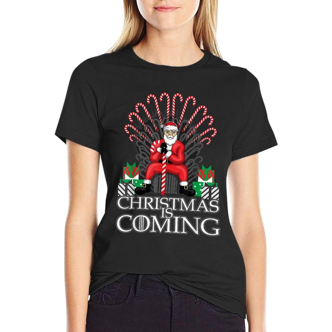 Christmas Is Coming Xmas Santa Claus  Oversized Silhouette T-Shirt
