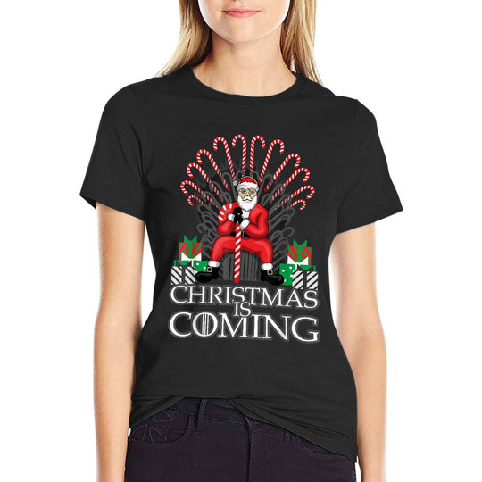 Christmas Is Coming Xmas Santa Claus  Oversized Silhouette T-Shirt