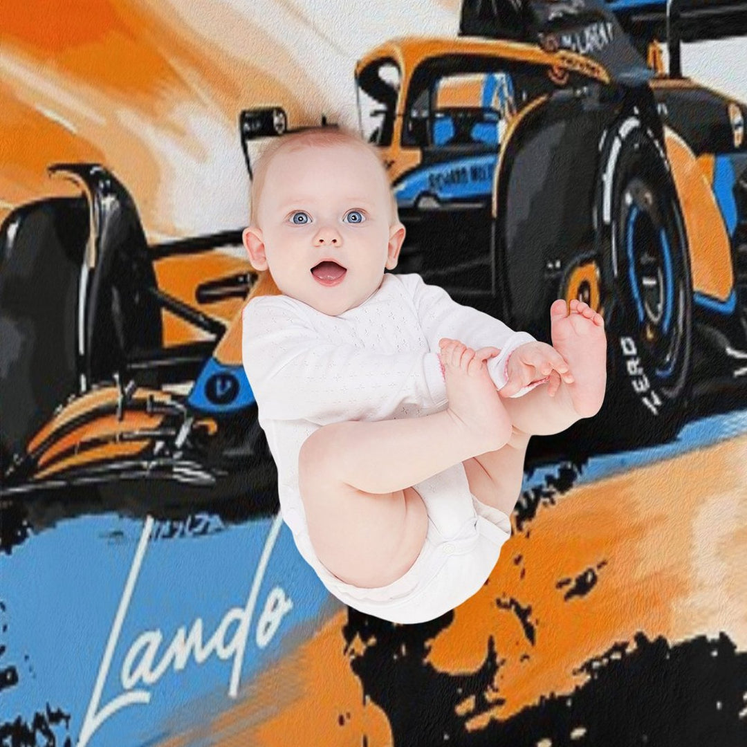 Lando Norris - Retro_Digi Art Machine-washable Throw Blanket