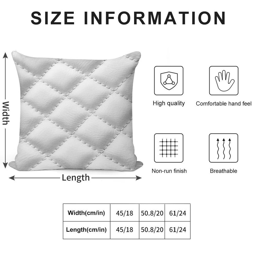 Quilted Leather Effect (white) Soft Ultra-Soft Texture Throw Pillow