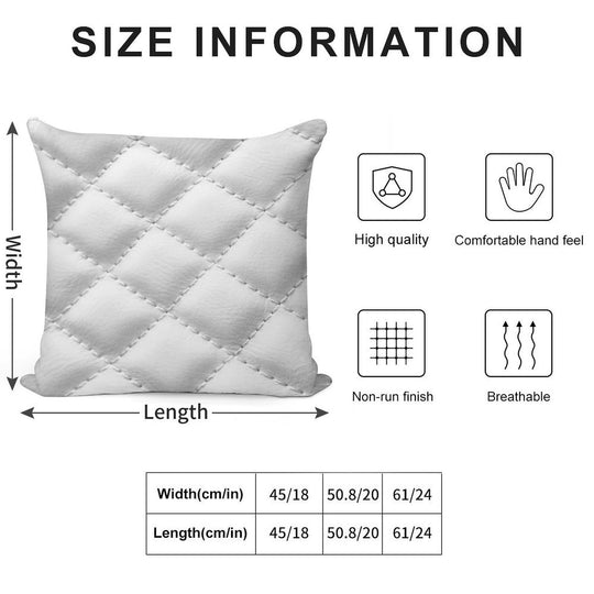 Quilted Leather Effect (white) Soft Ultra-Soft Texture Throw Pillow