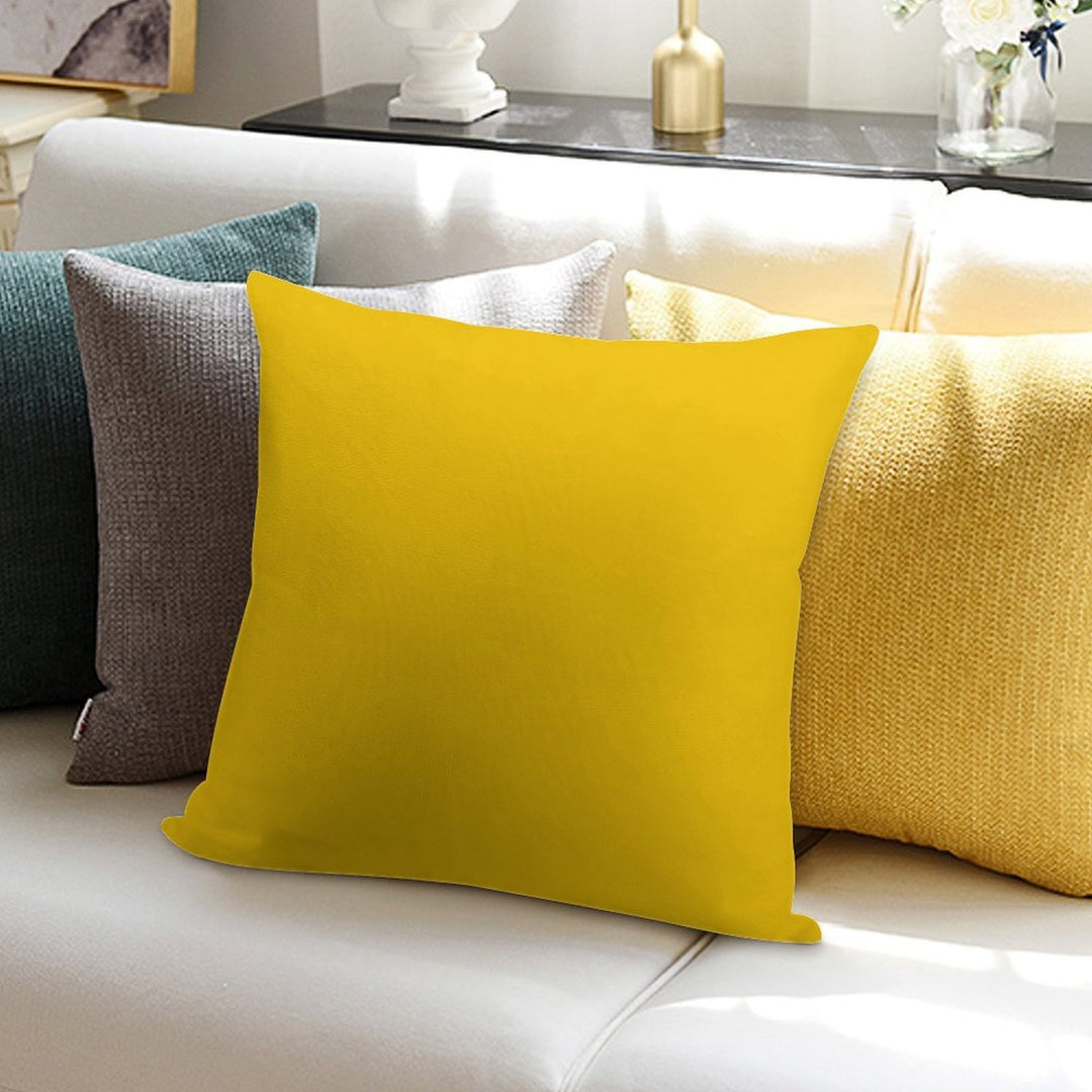 Solid Plain Mid Yellow Soft Easy Maintenance Throw Pillow
