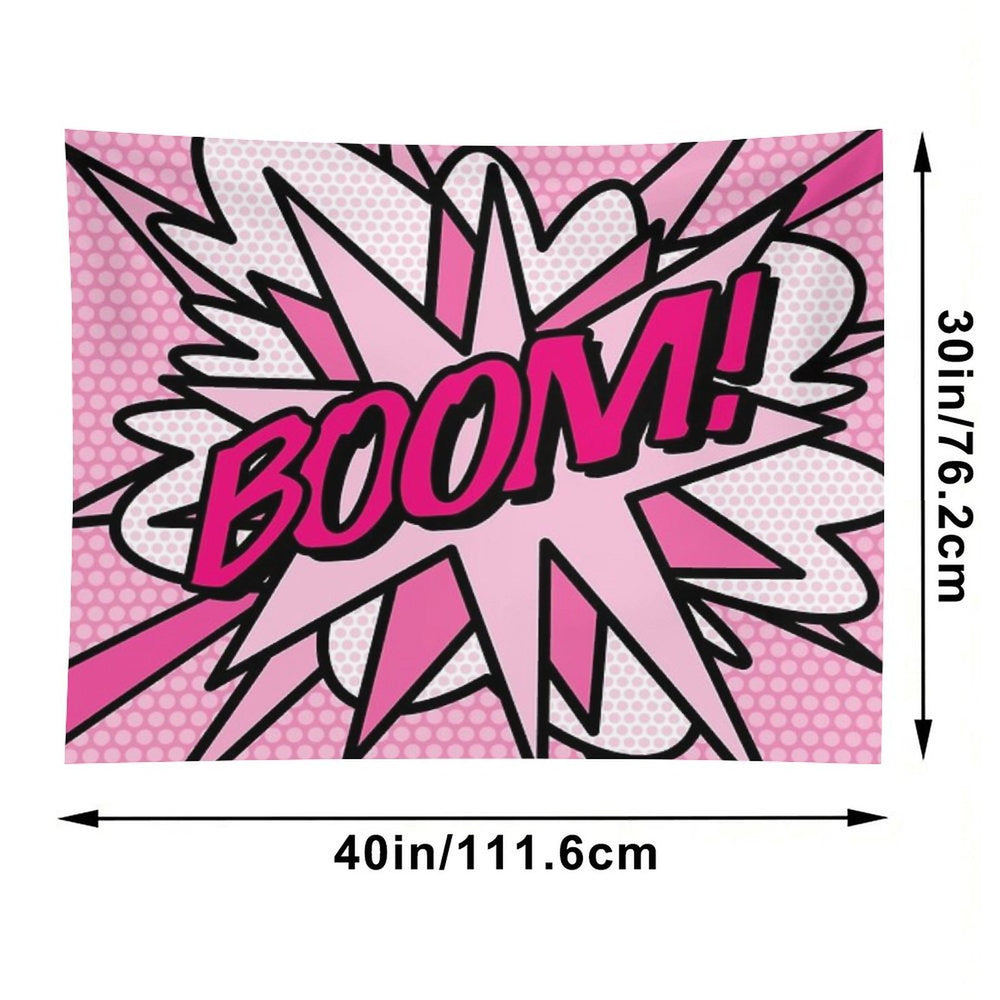 BOOM Pink Comic Book Pop Art Modern Fun Retro Tapestry