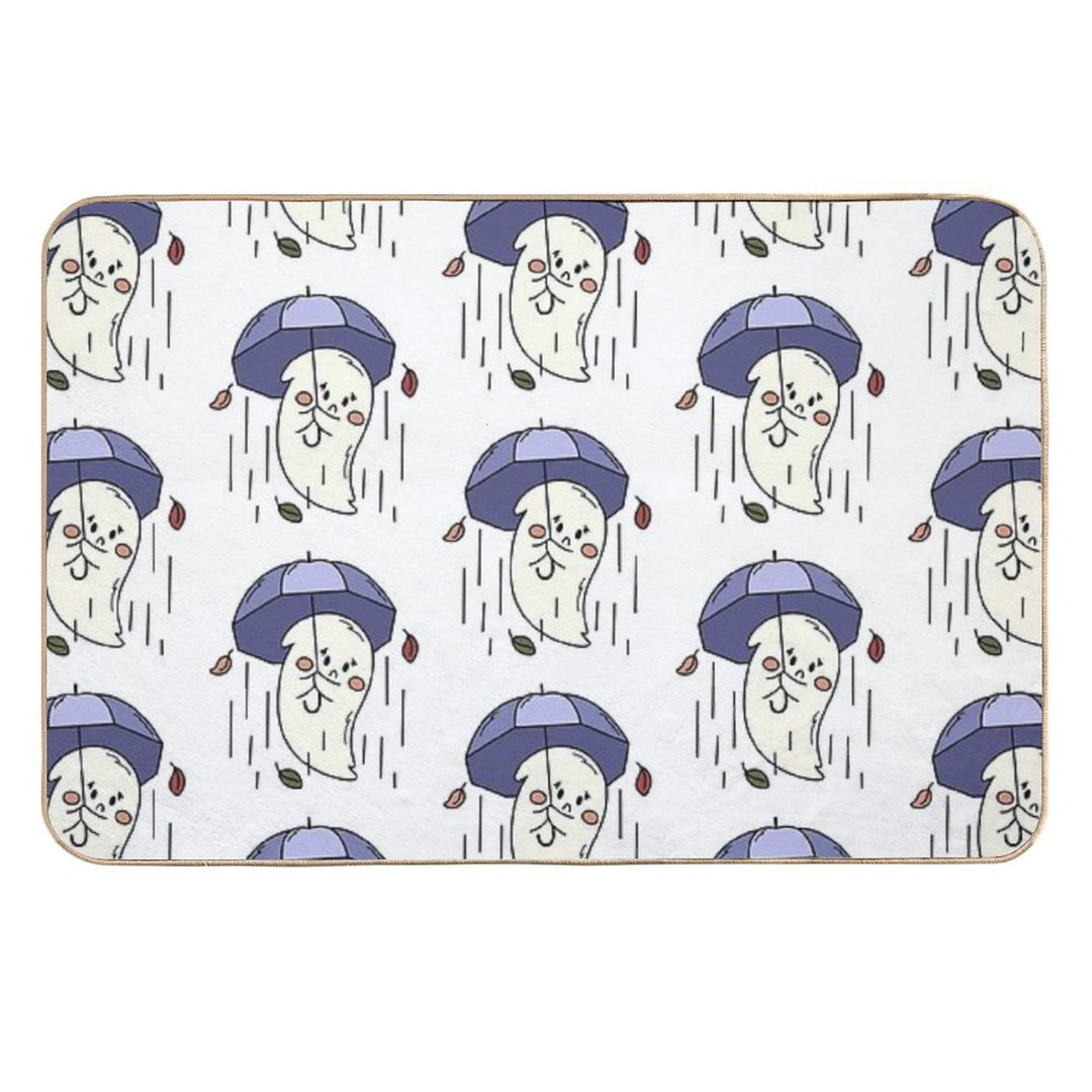 Sad Ghost with Umbrella  Eco-Friendly Bath Mat