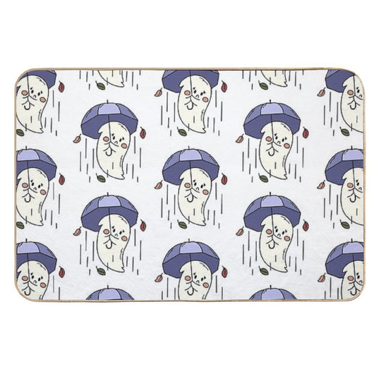 Sad Ghost with Umbrella  Eco-Friendly Bath Mat