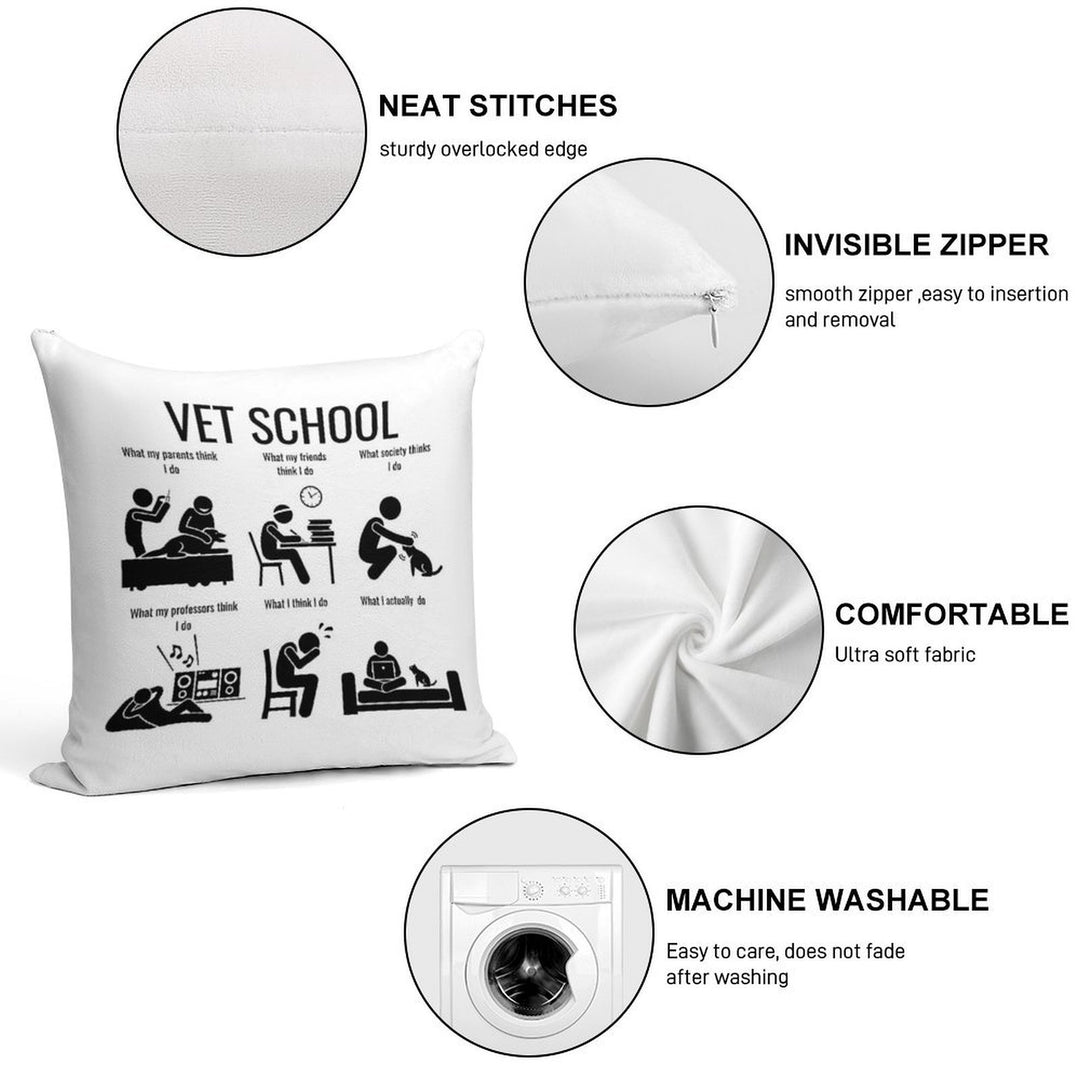 Vet School What I Think Soft High-Density Material Throw Pillow