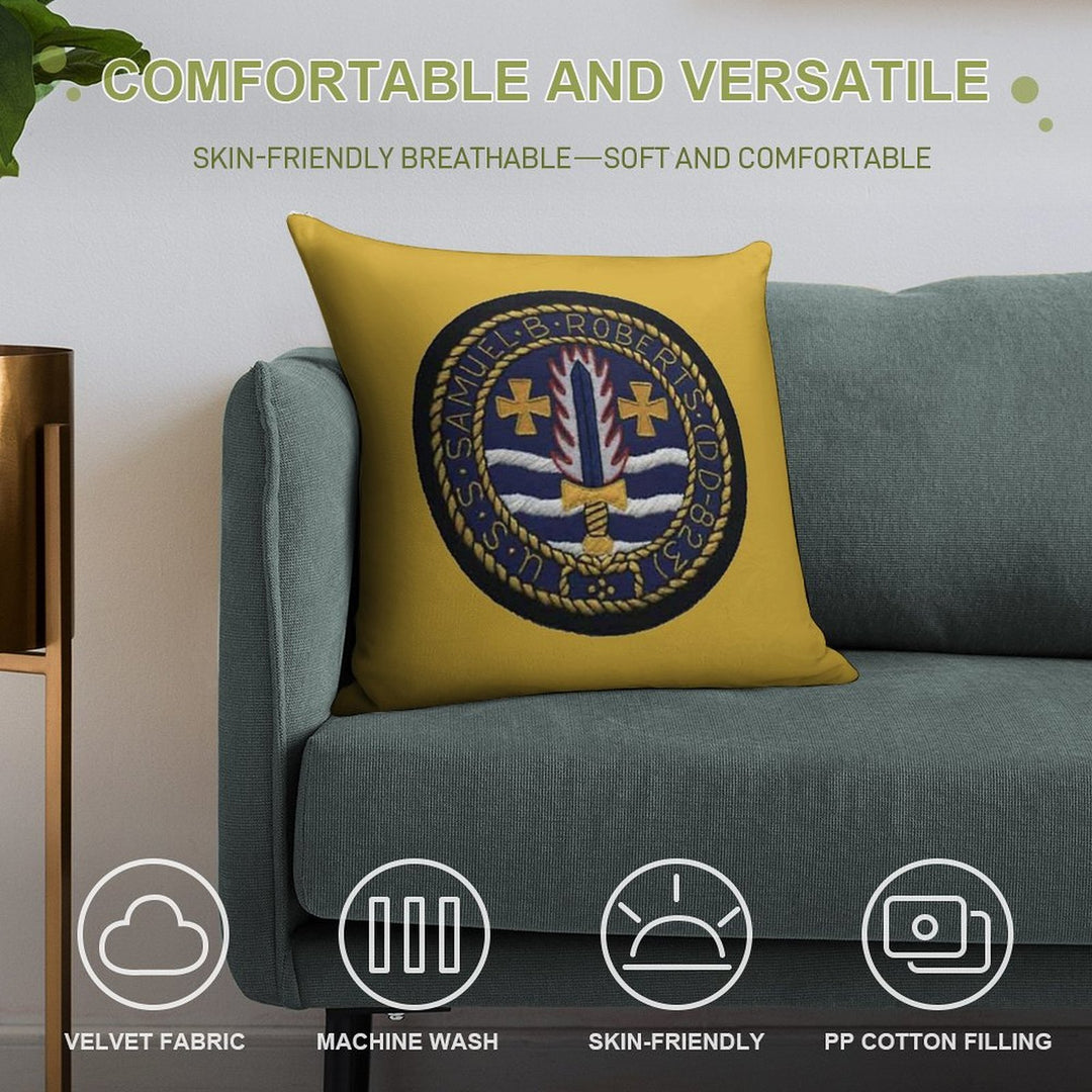 USS SAMUEL B. ROBERTS (DD-823) SHIP'S STORE Soft Short Plush Fabric Throw Pillow