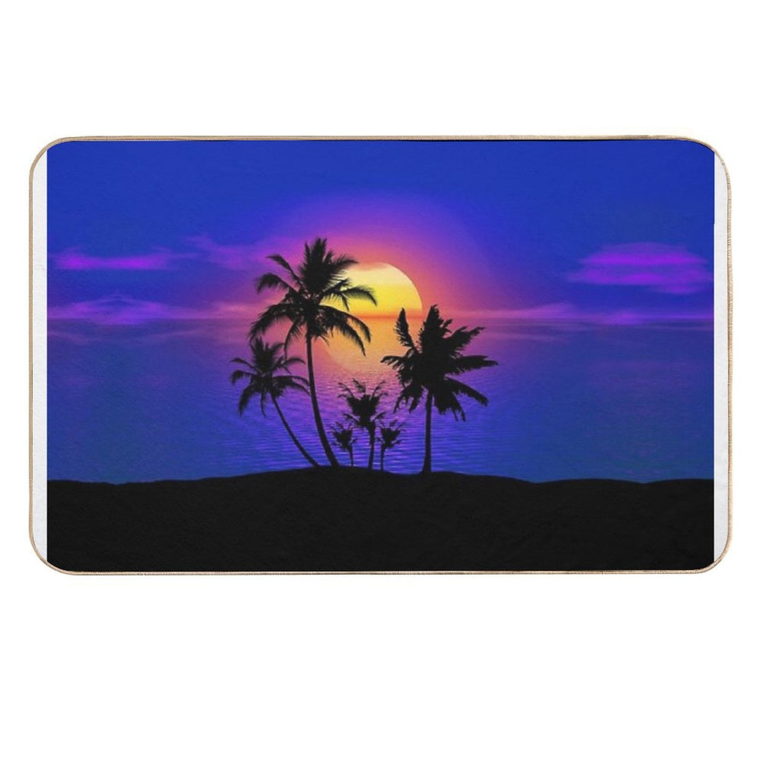 Tropical Sunset Palm Trees  Odorless Bath Mat