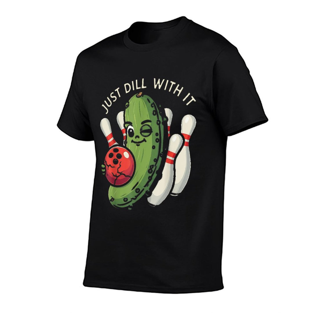 Just Dill With It Funny Pickle Bowling Ball Humor  Oversized Silhouette T-Shirt