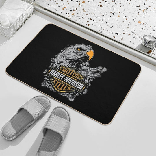 Halftone Vintage Essence, Timeless Motorcycle Spirit  Slip-Resistant Bath Mat