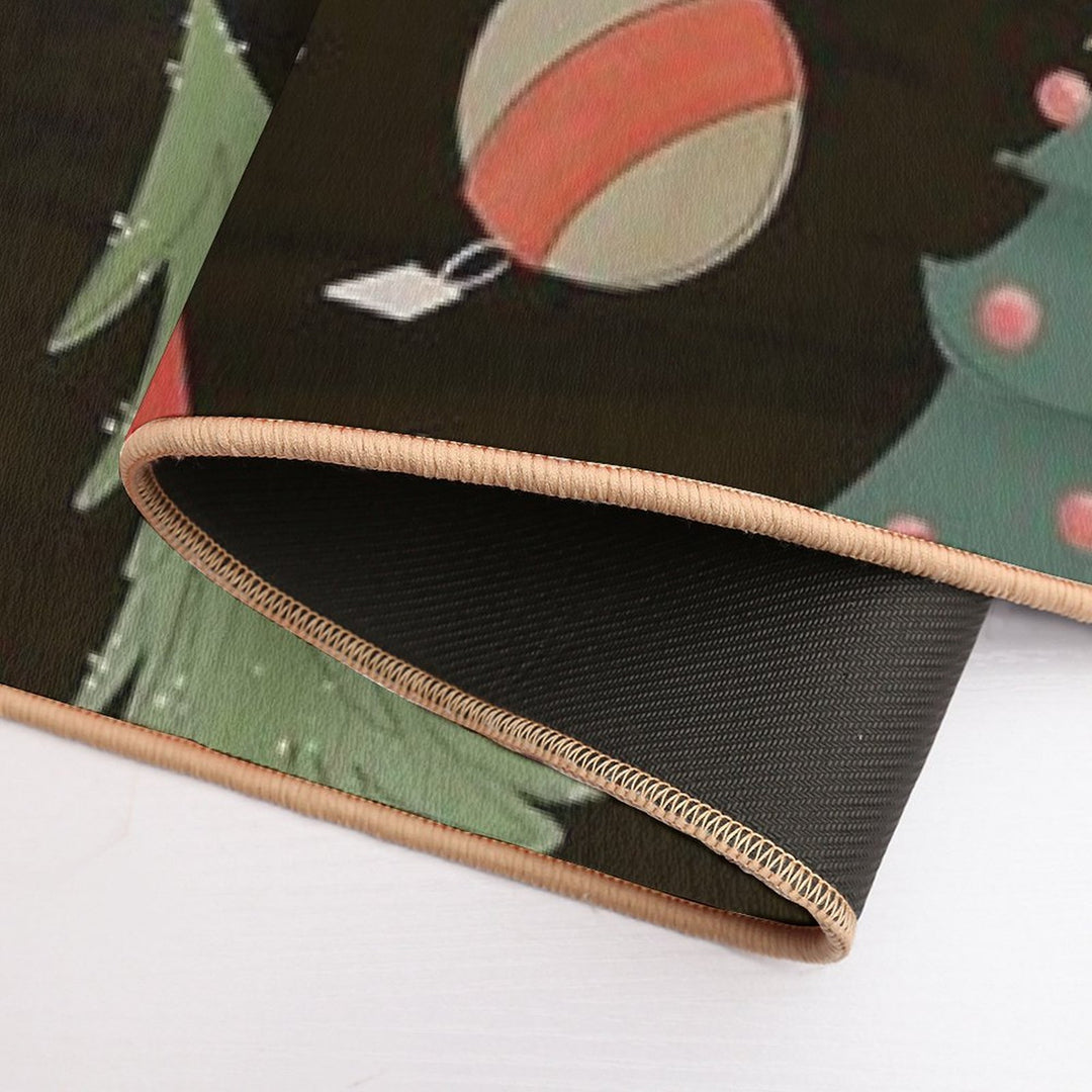 Jolly Holly Pattern  Fade-Resistant Bath Mat