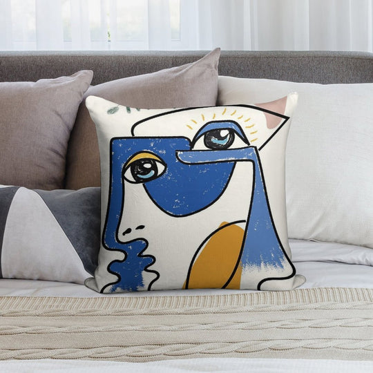 Minimal  Cute Face Soft Fade-Resistant Throw Pillow