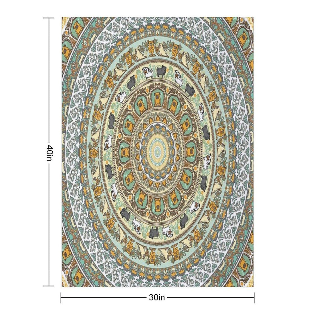 Pug Yoga Medallion Eco-conscious Throw Blanket