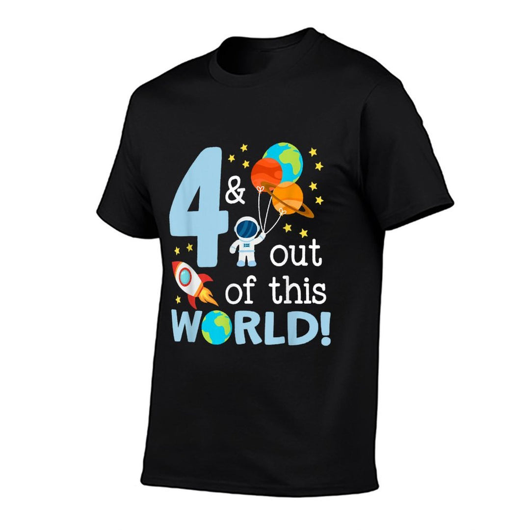 4 & Out Of This World Funny 4th Birthday Gifts Four Year Old  Stretchy T-Shirt