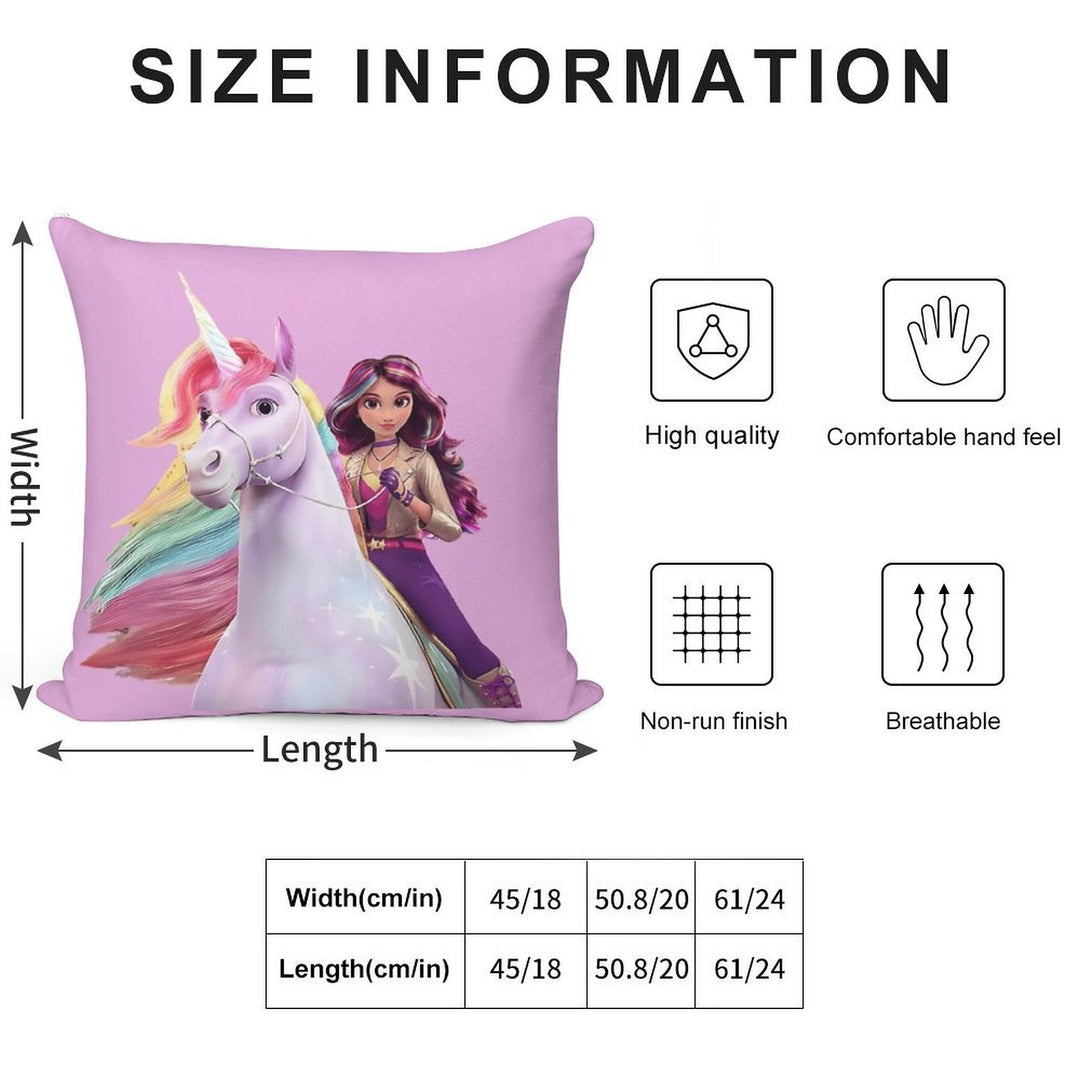 Unicorn Academy Sophia Wildstar Soft Hidden Zipper Throw Pillow