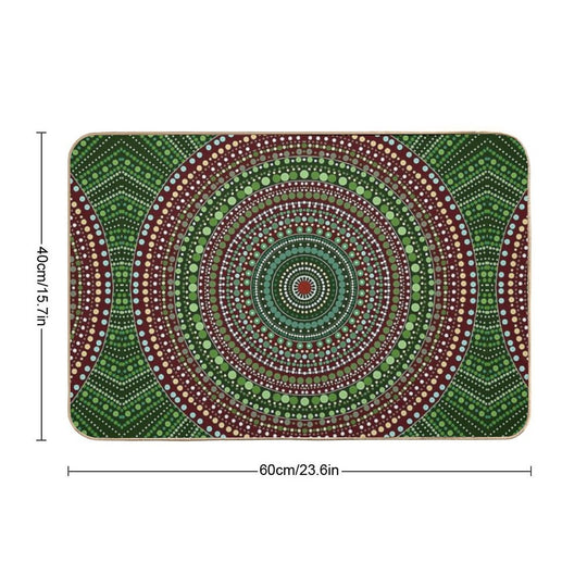 First Nations Green Aboriginal Australian Indigenous Native Folklore Art  Anti-Trip Bath Mat