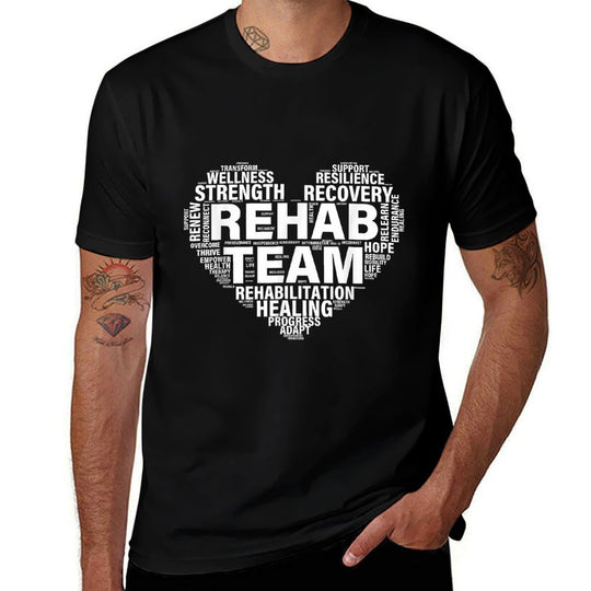 Rehab Team Physical Therapy Rehabilitation Awareness Week PT  Relaxed-fit T-Shirt