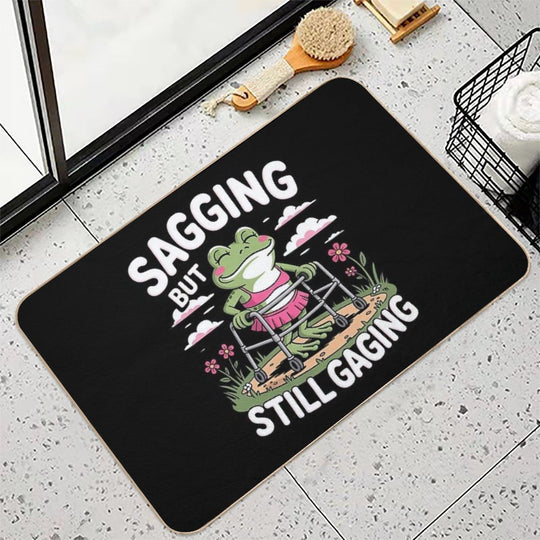 Sagging But Still Gagging Meme Frog Humor Women Girls 4  Rapid-Drying Bath Mat