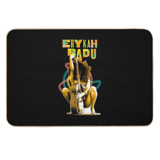 Ery.kah Ba.du Vintage Rnb Playing The Guitar  Dirt-Trapping Bath Mat