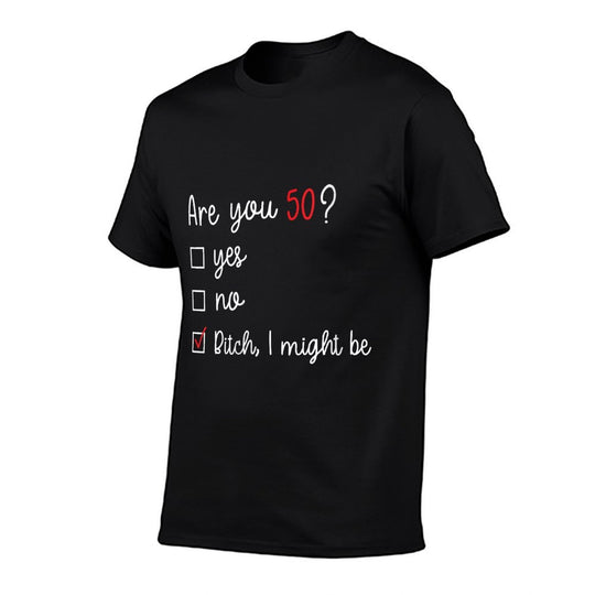 Womens Are You 50 Bitch, I Might Be Funny 50th Birthday  Heathered Texture T-Shirt