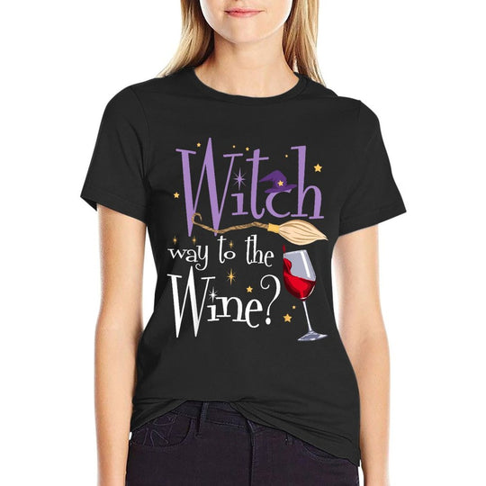 Witch Way To The Wine Halloween Drinking for Wiccan Witches  Oversized Silhouette T-Shirt