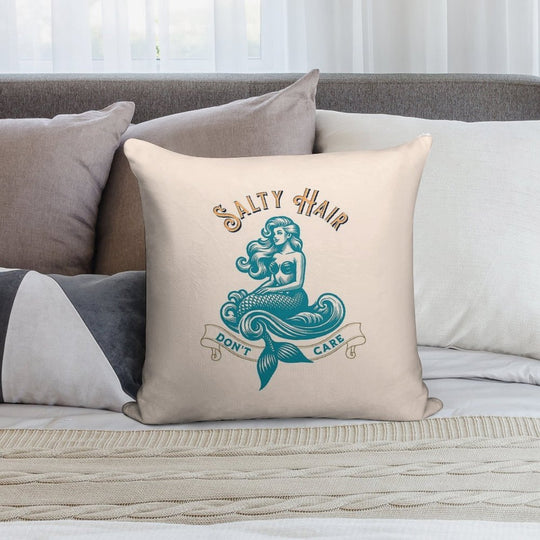 Salty Hair. Don’t Care. Mermaid Summer Design Soft Style Accent Throw Pillow