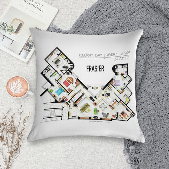 Frasier Apartment Floorplan Soft Anti-Pilling Throw Pillow
