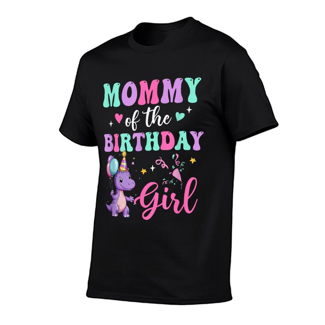 Mommy Of The Birthday For Girl Dinosaur T-Rex Party Family  Rolled Sleeves T-Shirt
